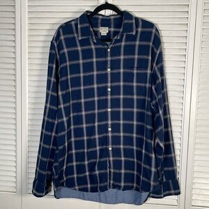 Quality Woven Shirts by J.Crew XL Navy Plaid Fully Lined Cotton Shirt